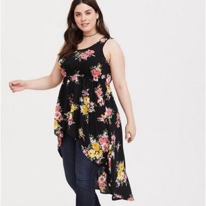 NWT TORRID floral babydoll tank shirt size 3